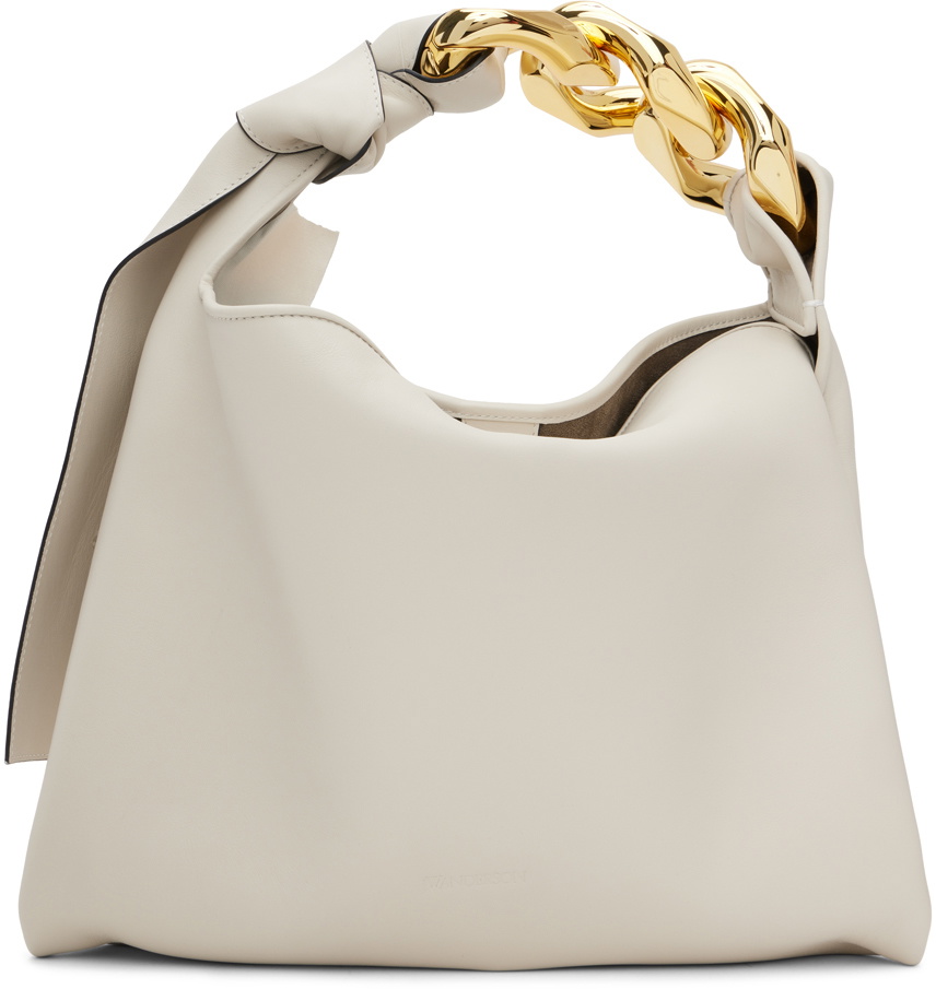 JW Anderson Chain Small Leather Hobo Bag in White