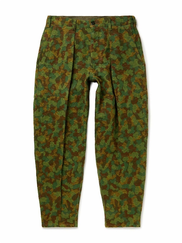Photo: Monitaly - Tapered Cropped Cotton-Jacquard Trousers - Green