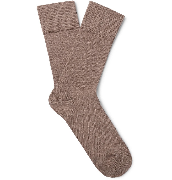 Photo: FALKE - Sensitive London Stretch Cotton-Blend Socks - Brown