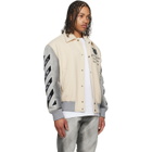 Off-White Off-White & Gray Wool Denim Relaxed Varsity Jacket