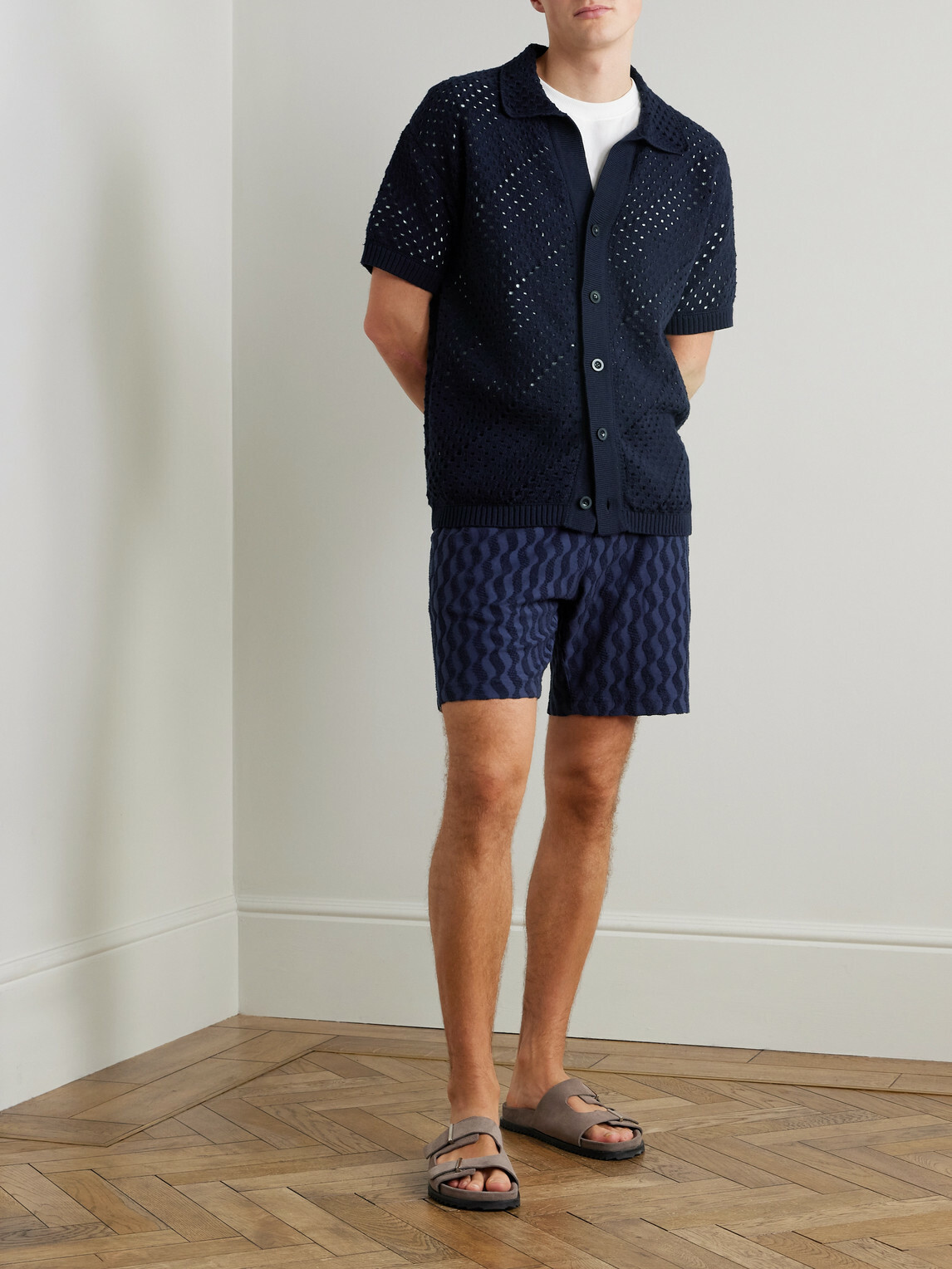 Frescobol Carioca - Augusto Cotton-Blend Terry Drawstring Shorts - Blue