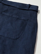 Oliver Spencer - Straight-Leg Belted Linen Trousers - Blue