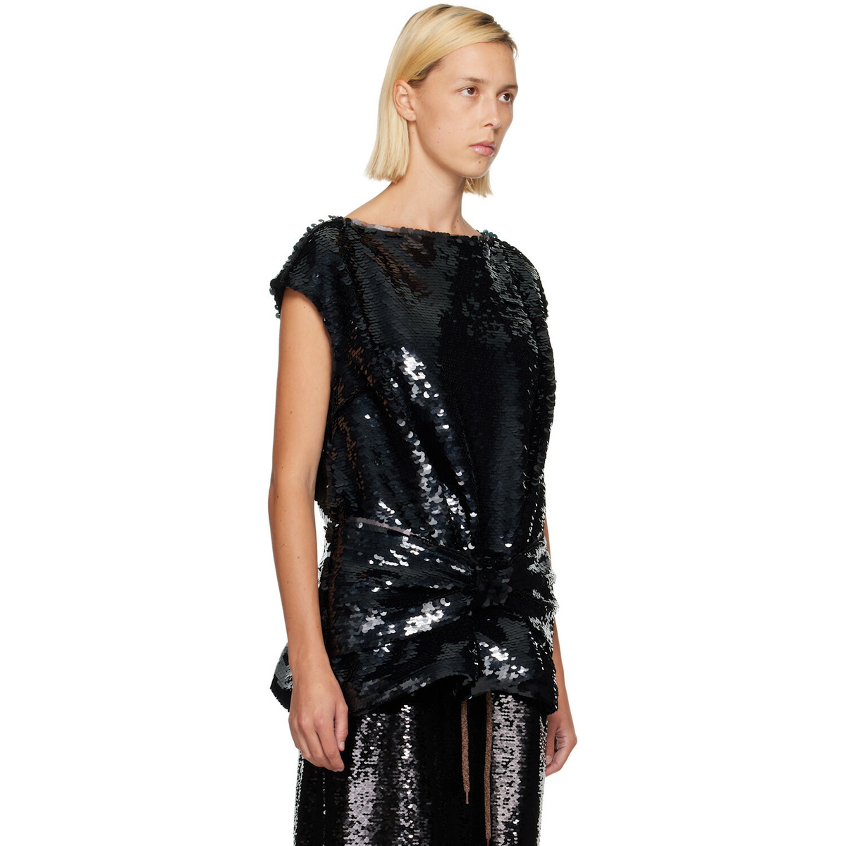 Simone Rocha Black Boxy Peplum Bow Detail Blouse