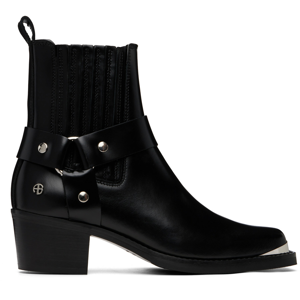 ANINE BING Black Mid Biker Boots