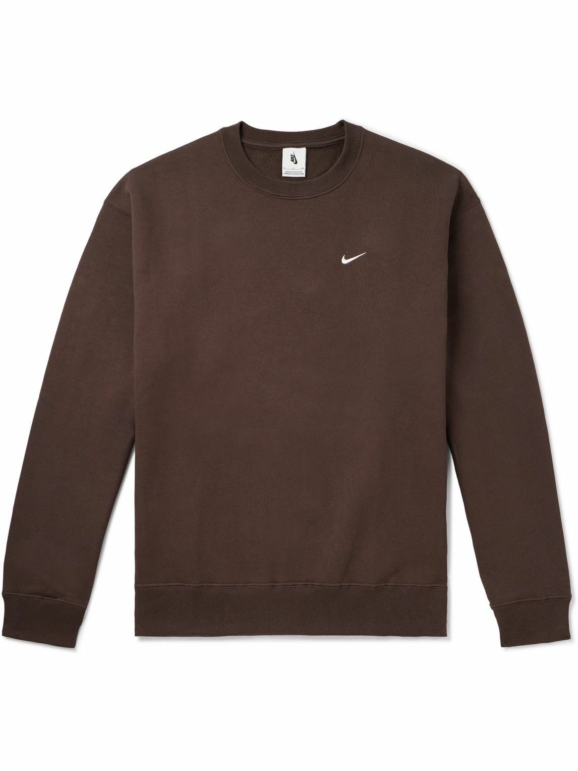 Photo: Nike - Solo Swoosh Logo-Embroidered Cotton-Blend Jersey Sweatshirt - Brown