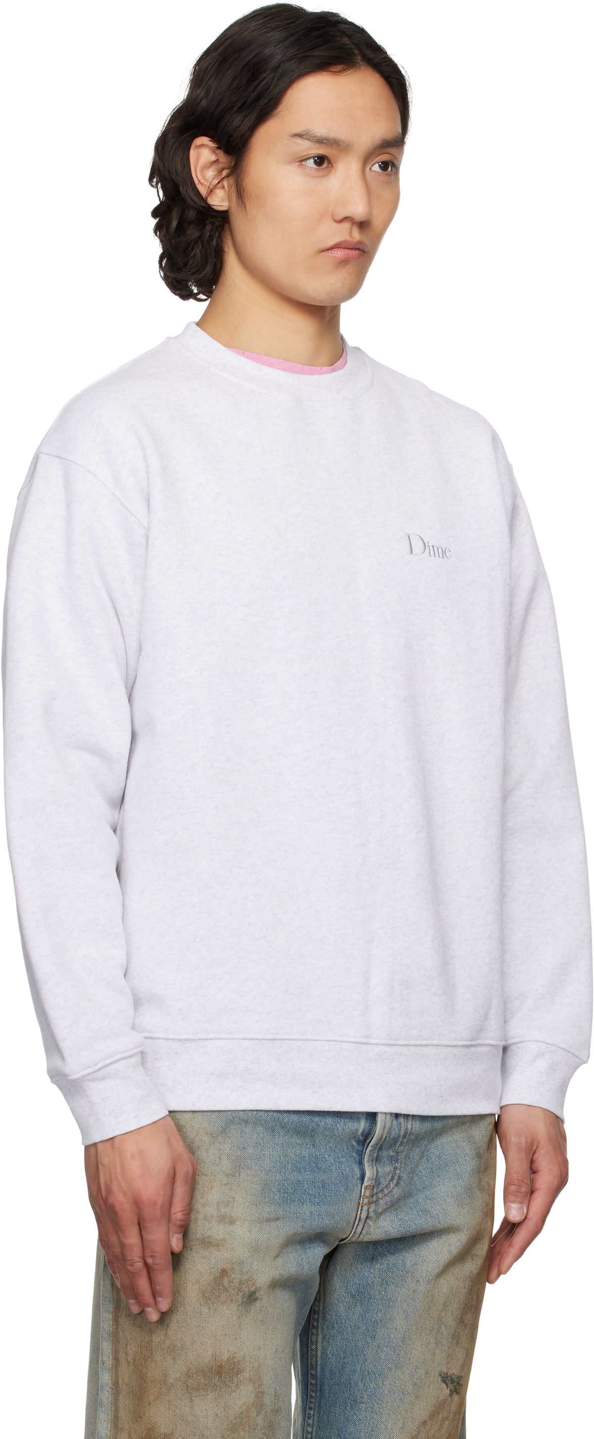 Dime Gray Classic Small Logo Crewneck Sweatshirt Dime