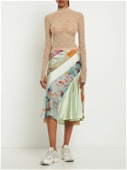 MARINE SERRE - Silk Satin Patchwork Scarf Midi Skirt