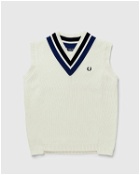 Fred Perry Striped V Neck Knitted Tank White - Mens - Vests