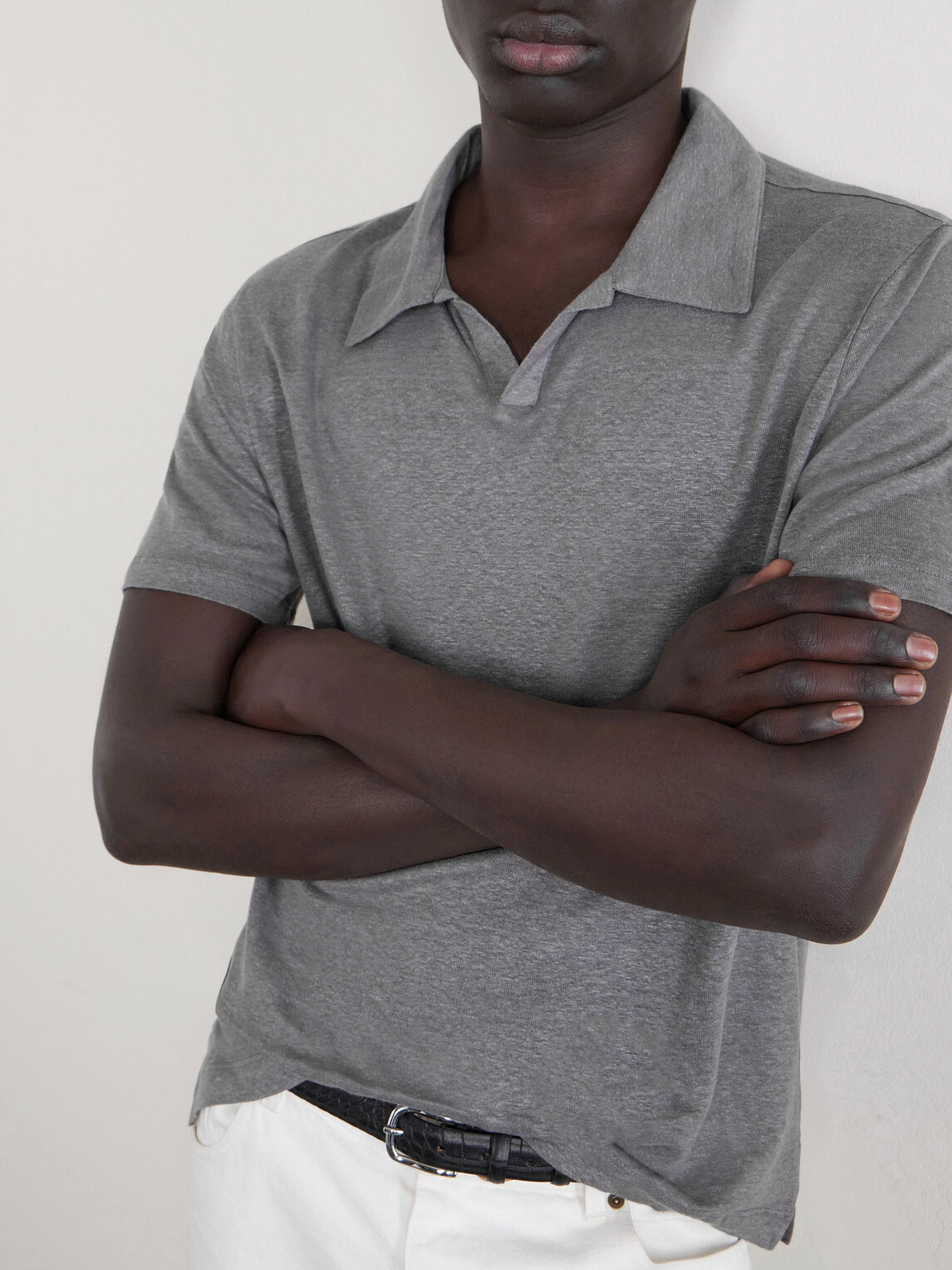 Officine Générale - Simon Linen Polo Shirt - Gray