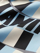 AMIRI - Convertible-Collar Logo-Print Checked Silk-Twill Shirt - Blue