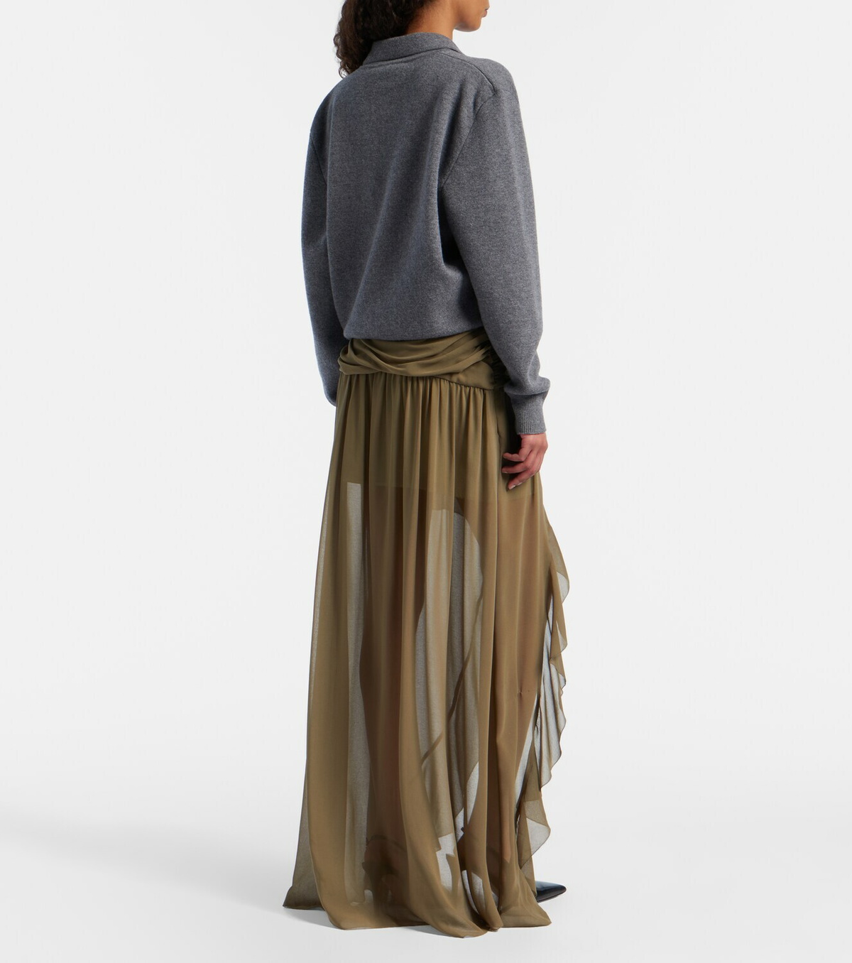 Jacques Wei Asymmetric draped maxi skirt