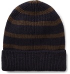 Universal Works - Striped Ribbed Wool-Blend Beanie - Blue