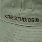 Acne Studios Brimmo Twill Logo Bucket Hat in Sage Green