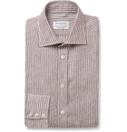 Kingsman - Turnbull & Asser Brown Striped Cutaway-Collar Cotton Shirt - Brown