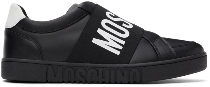 Photo: Moschino Black Logo Slip-On Sneakers