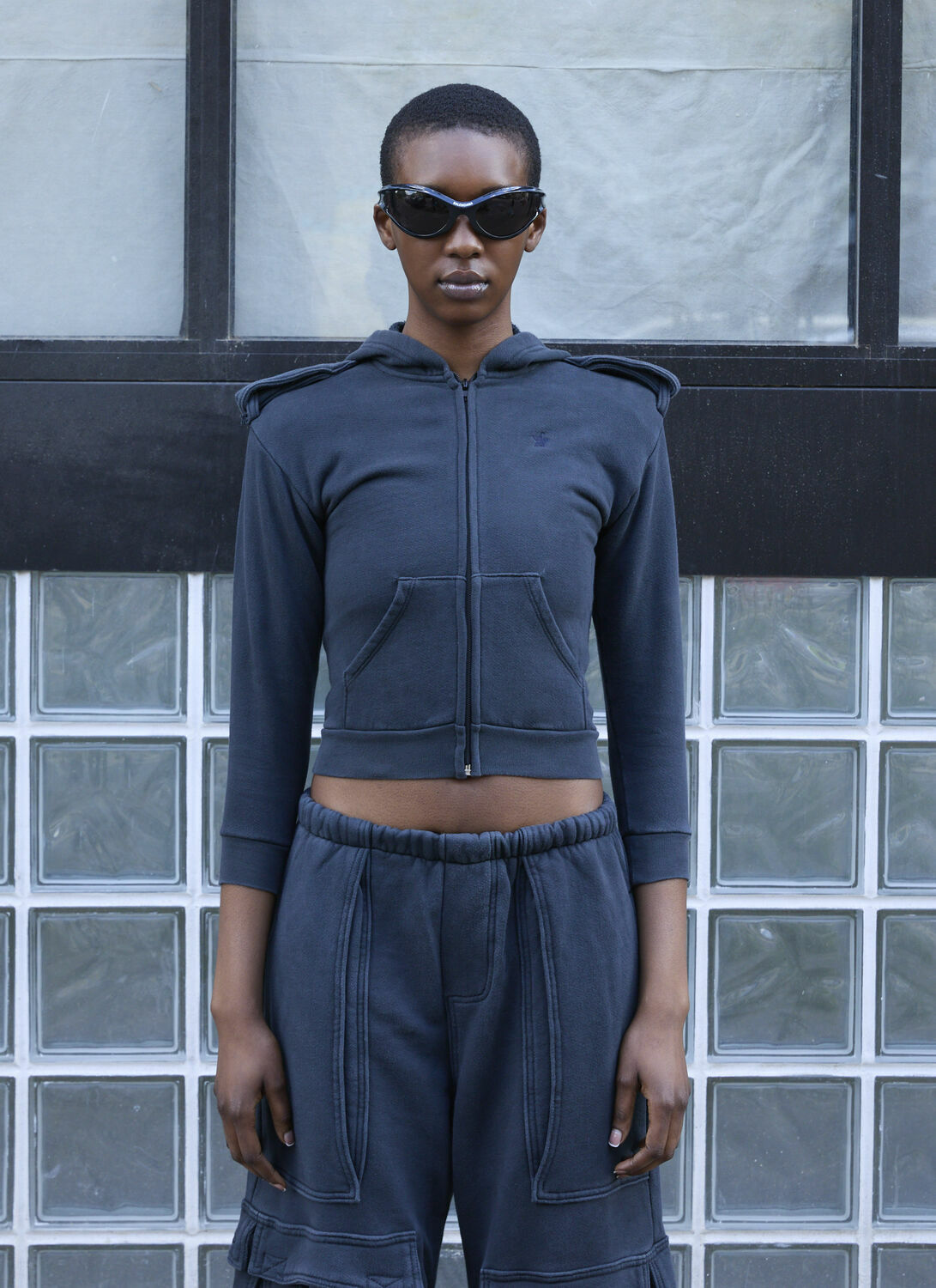 GREG ROSS Shrunken Military Hooded Sweatshirt