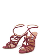 Aquazzura Serenade 105 Raffia Sandals Burgundy