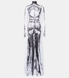 Jean Paul Gaultier Dentelle Trompe l'oeil jersey gown