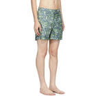 Onia Blue and Green Banana Leaf Calder Swim Shorts