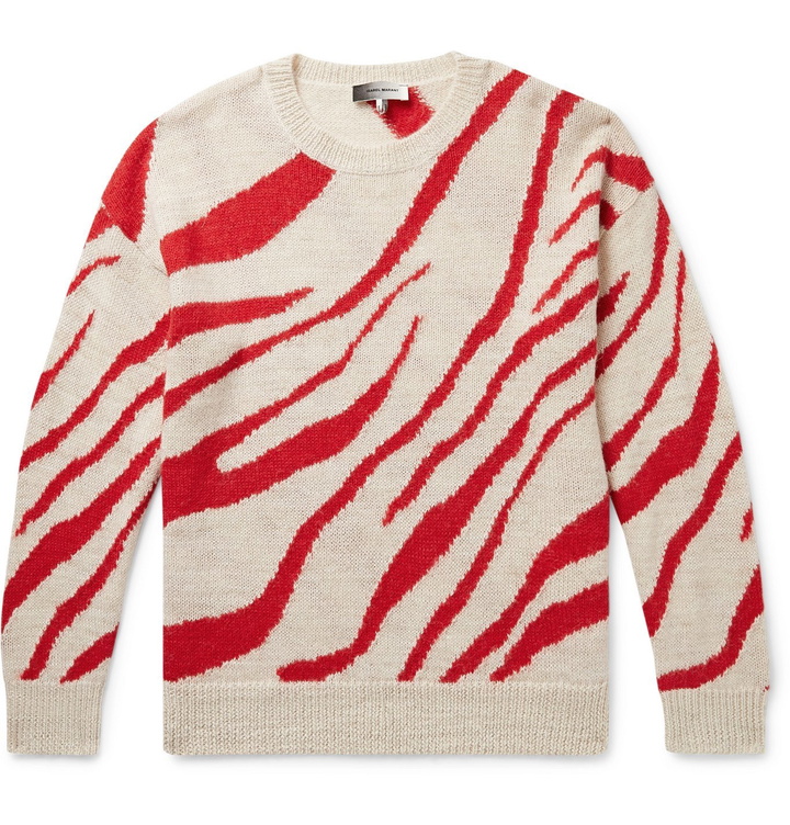 Photo: Isabel Marant - Glenn Zebra-Intarsia Alpaca and Wool-Blend Sweater - Red