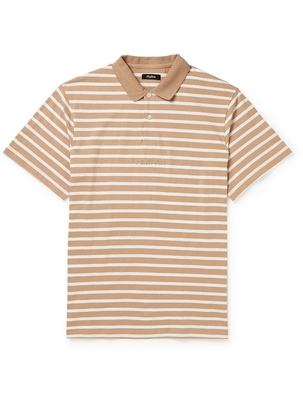 Photo: Malbon Golf - Logo-Embroidered Striped Cotton-Jersey Polo Shirt - Yellow