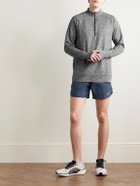 NIKE RUNNING - Stride Mesh-Panelled Logo-Print Dri-FIT Half-Zip Top - Gray