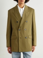 AMI PARIS - Double-Breasted Wool-Tricotine Blazer - Green