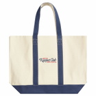 Sporty & Rich Men's 94 Racquet Club Two Tone Tote Bag in Natural/Navy/Bright Red 