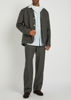 Jacquemus La Veste Pastro Striped Linen Jacket Dark Grey