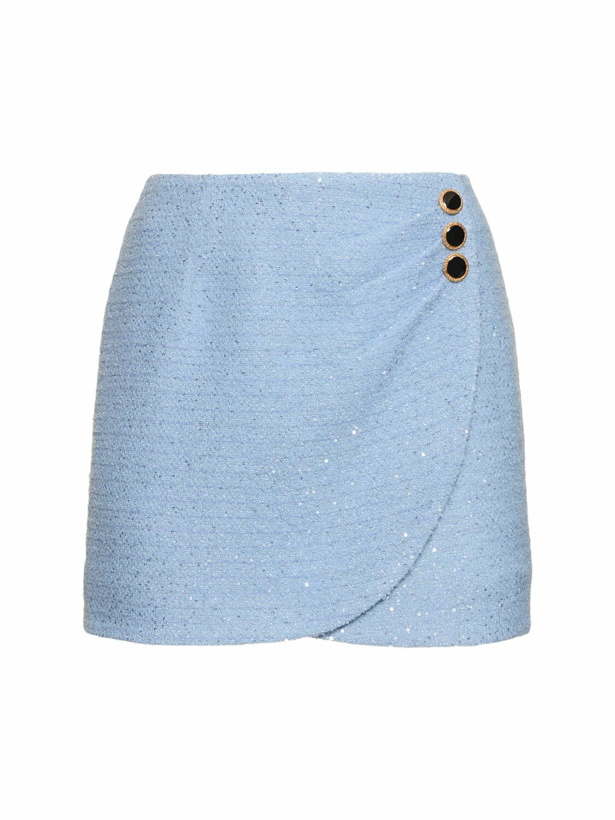 Photo: ALESSANDRA RICH Sequined Tweed Draped Mini Skirt