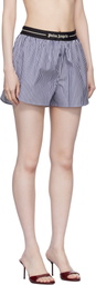 Palm Angels Navy & White Classic Logo Striped Shorts