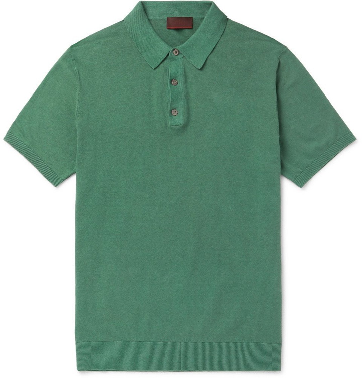 Photo: Altea - Knitted Linen and Cotton-Blend Polo Shirt - Green