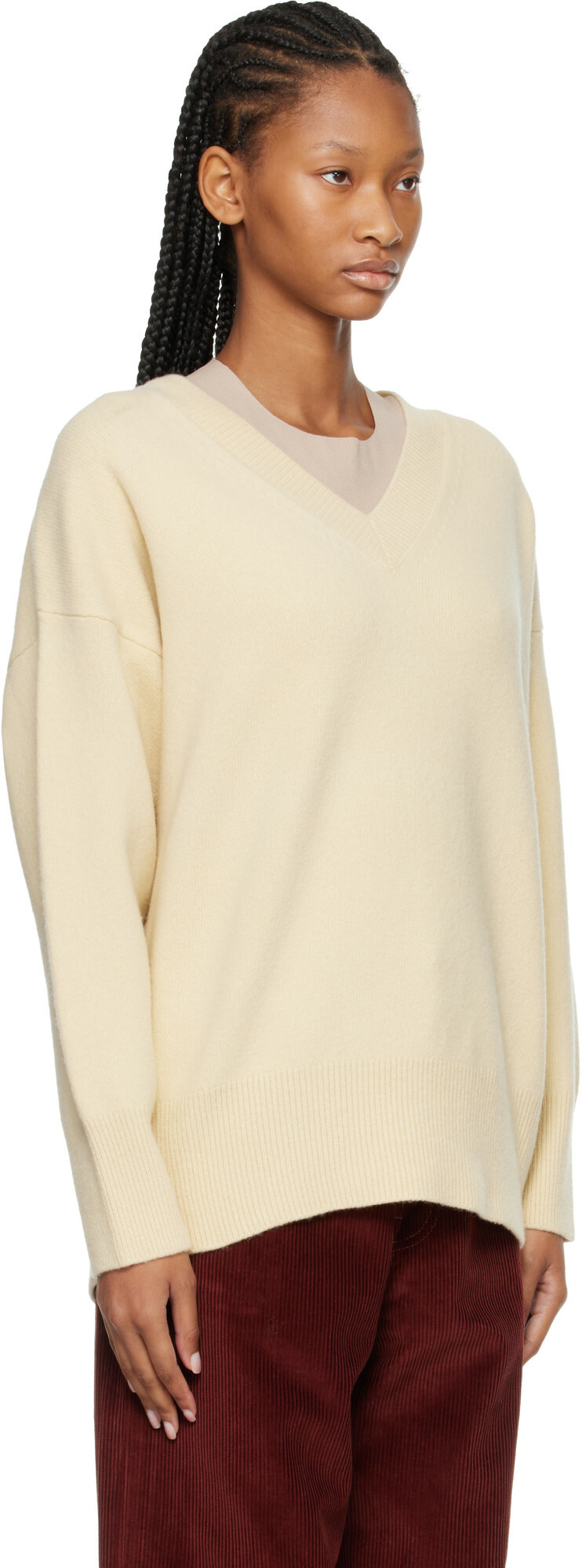 Róhe Yellow Classic V-Neck Sweater