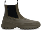 Burberry Khaki Leather Scoot Chelsea Boots