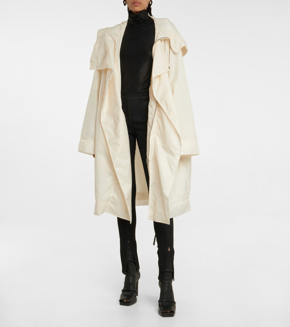 DRKSHDW | BLACK SISYPARKA IN COTTON NYLON オーバーフッドJKT DRKSHDW | GETHSEMANE SISYPARKA COAT BLACK/OYSTER | L'ARMOIRE