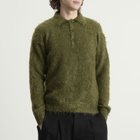 Auralee Men's Super Kid Mohair Polo in Olive