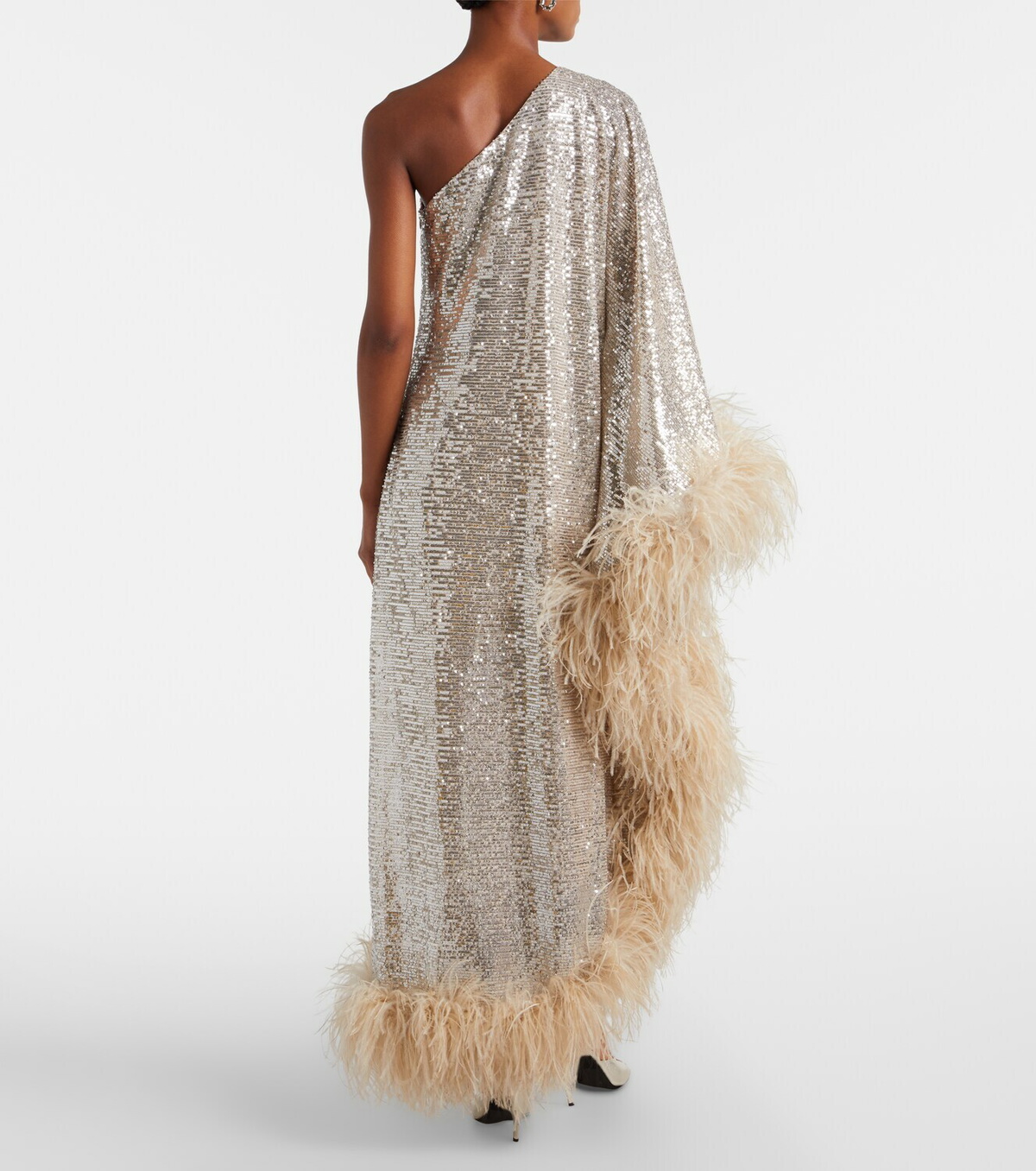 Taller Marmo Ubud feather-trimmed sequined gown