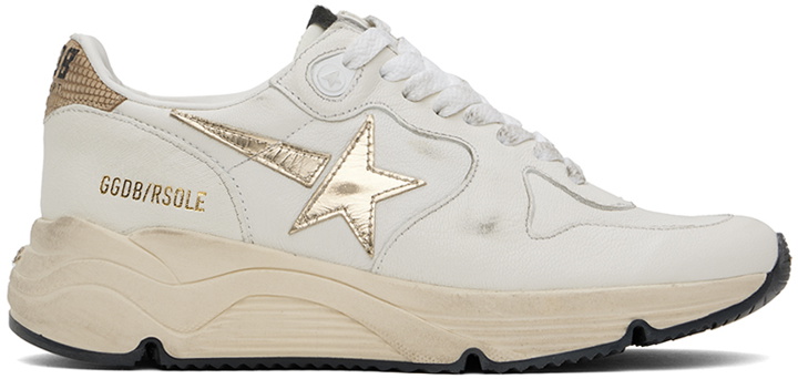 Photo: Golden Goose Off-White & Beige Running Sole Sneakers