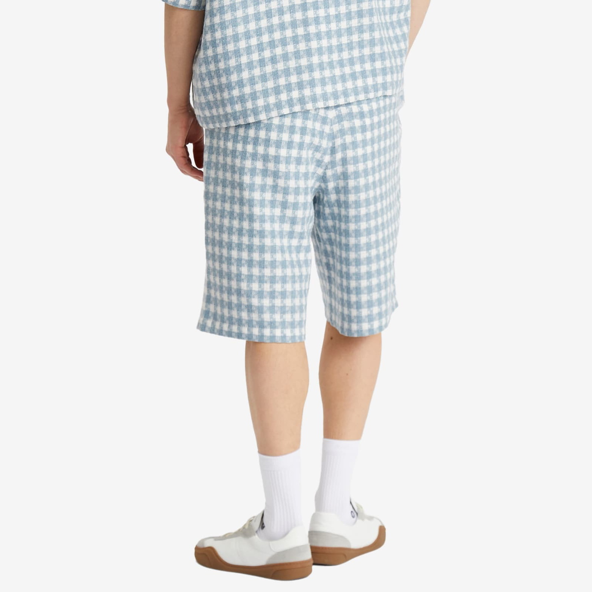 Nahmias Men's Plaid Pleated Shorts in Steel Blue Plaid