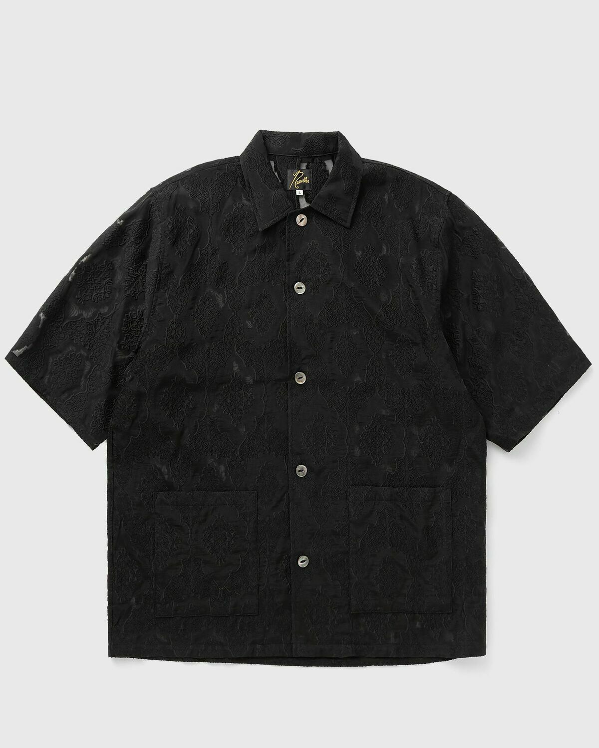 Needles Cabana Shirt - Victorian Sheer Black Mens Shortsleefe