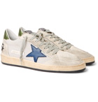 Golden Goose - Ball Star Distressed Suede, Mesh and Leather Sneakers - Silver