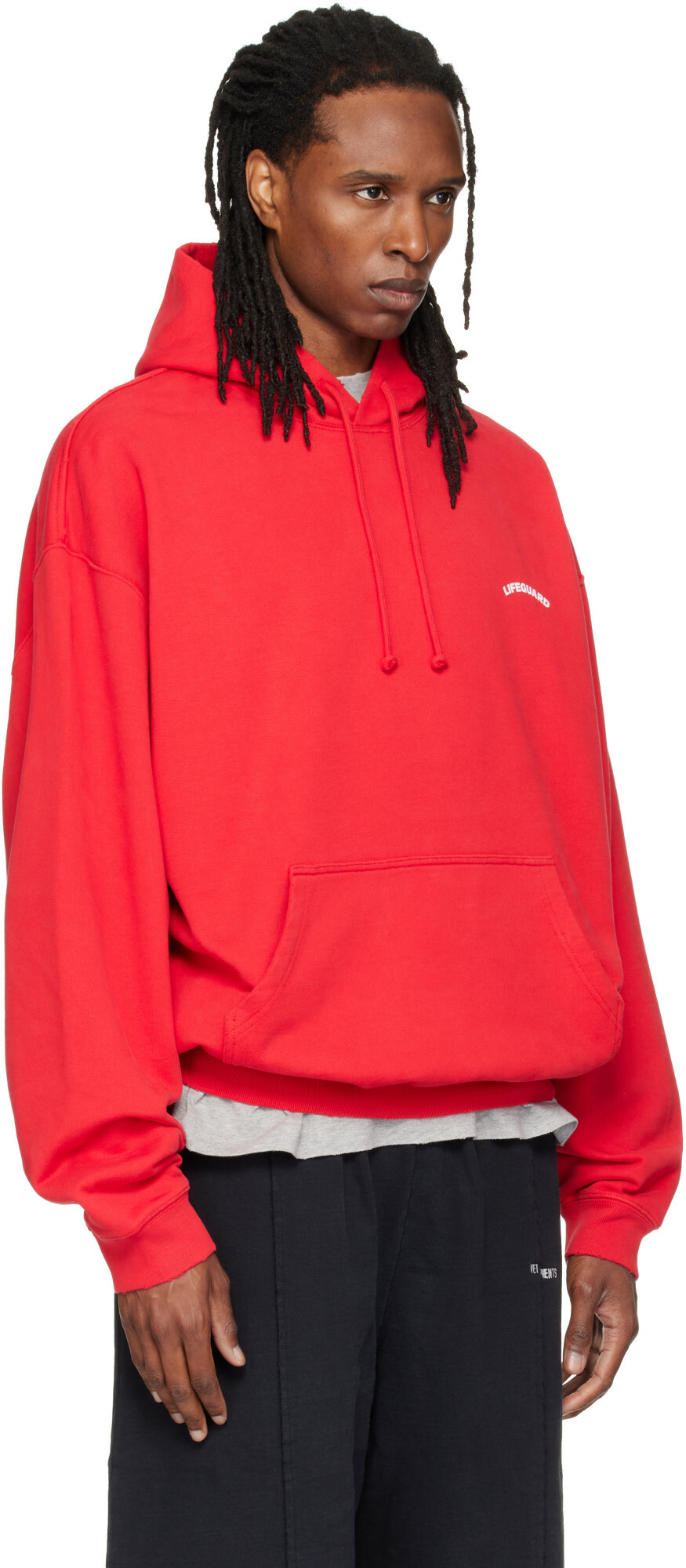 VETEMENTS Red Oversized 'Lifeguard' Hoodie