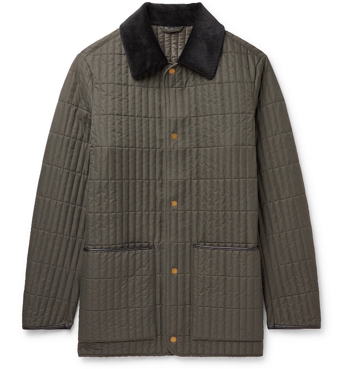 Photo: DUNHILL - Rolla Leather-Trimmed Quilted Shell Jacket - Green