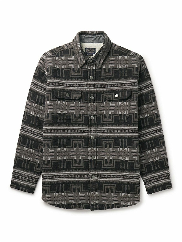 Photo: Pendleton - Faux Shearling-Lined Cotton-Jacquard Overshirt - Gray