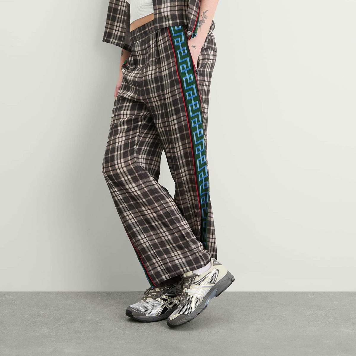TOGA ARCHIVES Women's Printed Wide Leg Trousers in Grey