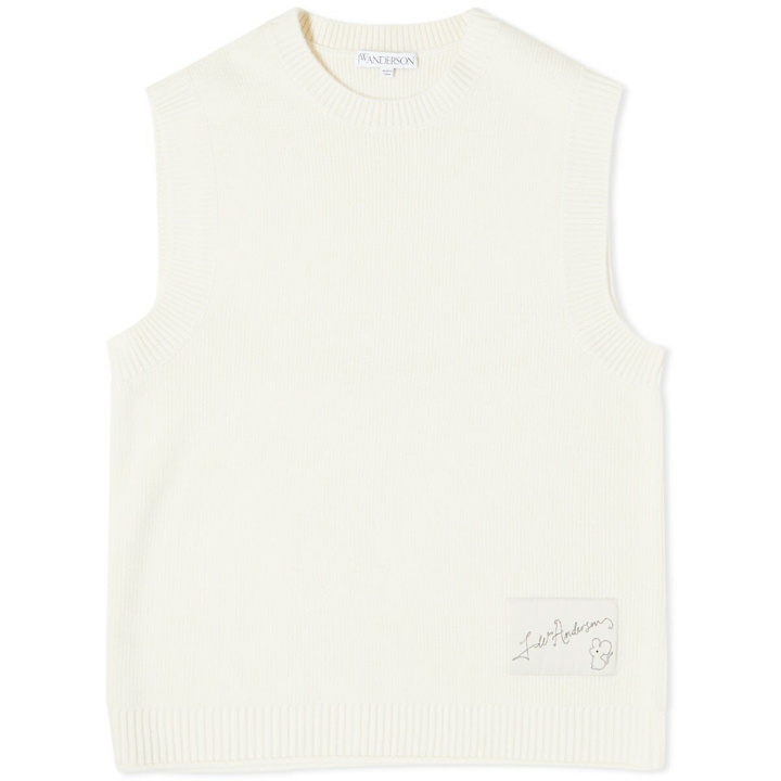 Photo: JW Anderson Women's Signature Patch Sleeveless Knitted Top in Off White