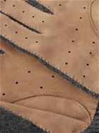 BRUNELLO CUCINELLI - Cashmere and Perforated Suede Gloves - Gray
