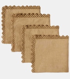Once Milano Set of 4 macramé linen napkins