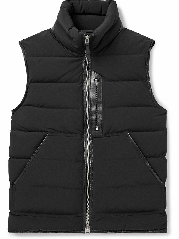 Photo: TOM FORD - Slim-Fit Full-Grain Leather-Trimmed Quilted Stretch-Shell Down Gilet - Black