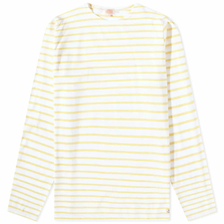 Photo: Armor-Lux Men's Long Sleeve Mariniere T-Shirt in White/Yellow
